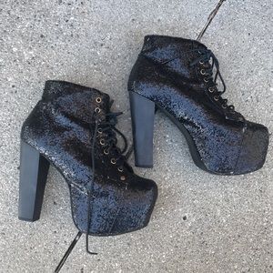 Jeffrey Campbell Black Glitter Litas