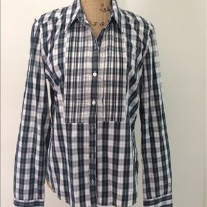 American eagle navy and white blouse NWOT