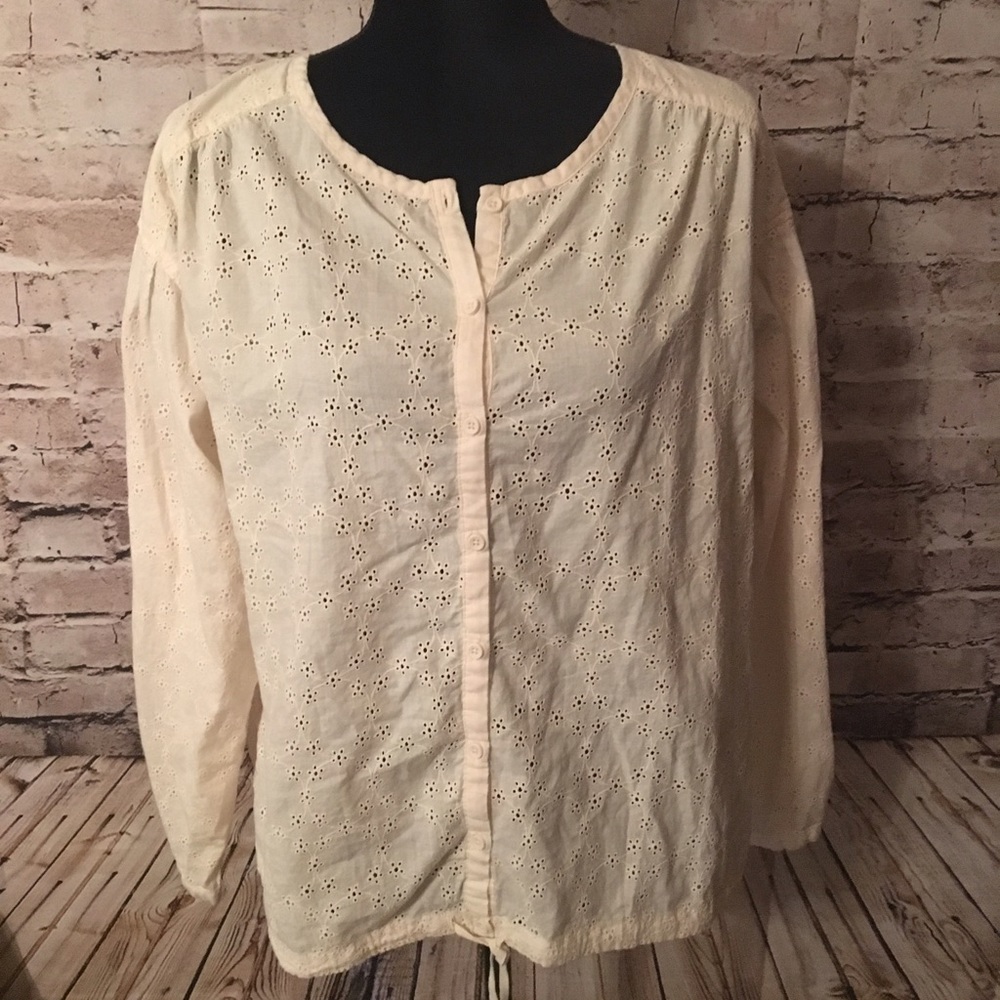 Free People Stars Align Eyelet Button Down Blouse