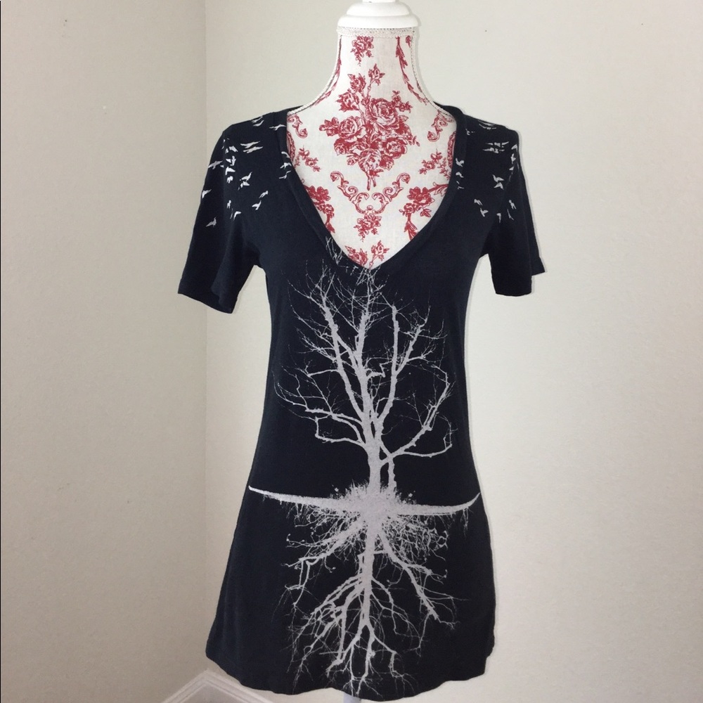 Black & White Reflections Birds Top M