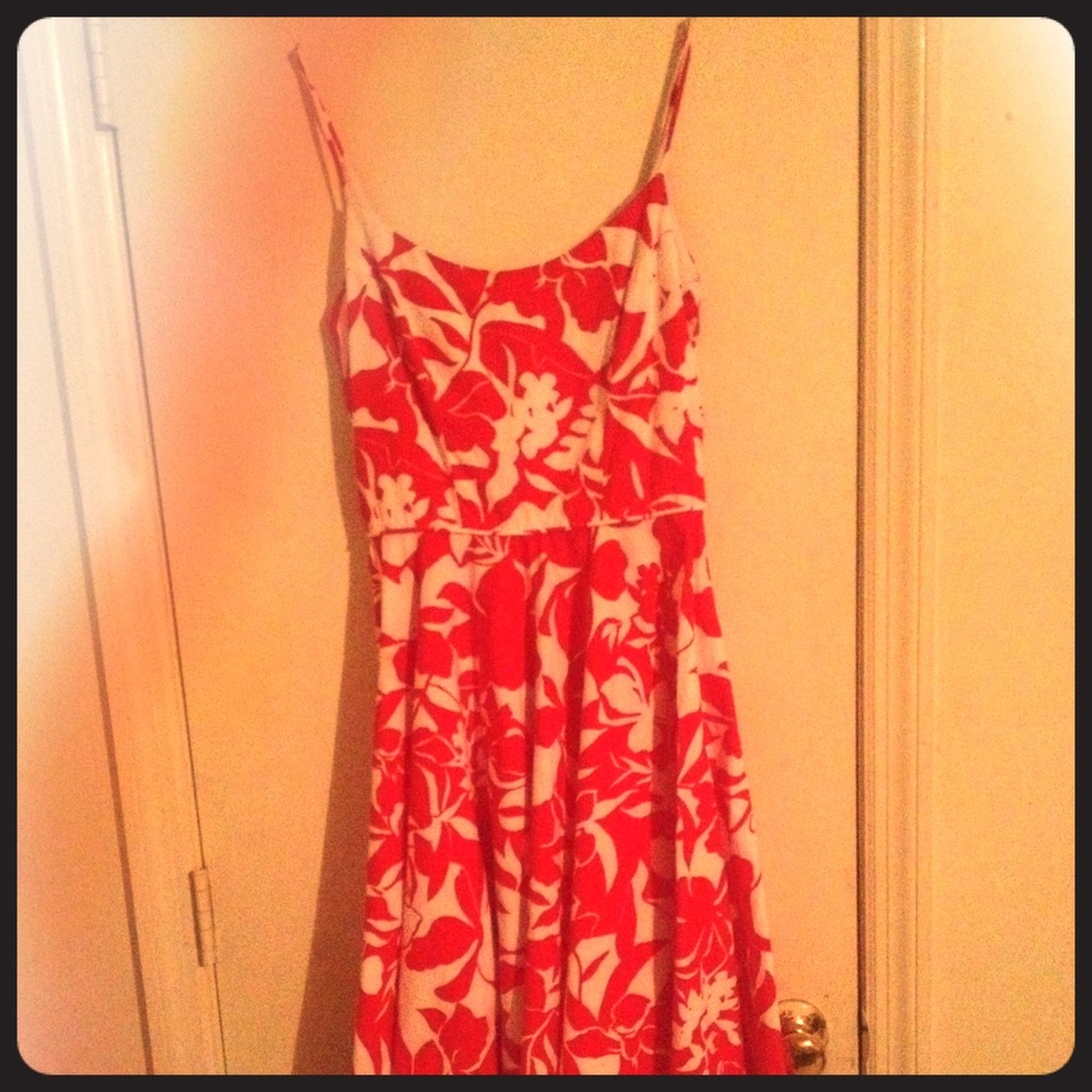 Red and white spring dress