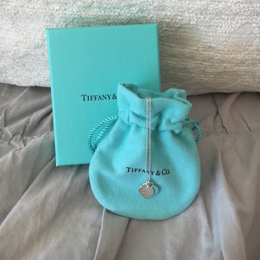 •Tiffany & Co Double Heart Tag Mini Necklace•