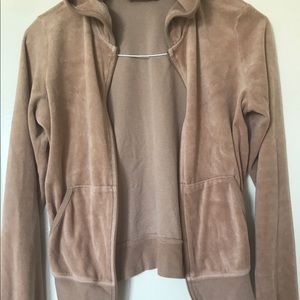 Women's Juicy Couture Tan Velour Hoodie Jacket
