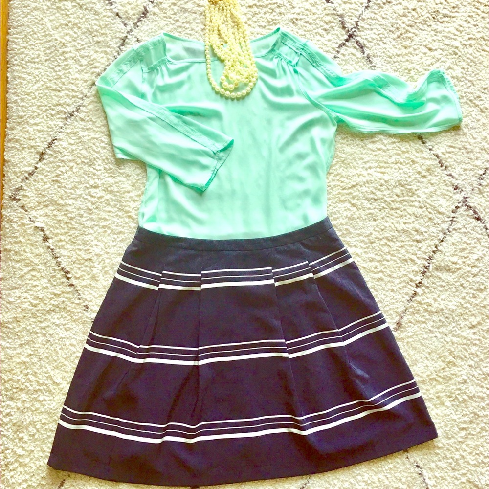 Limited Navy/White Stripe Skirt Jcrew