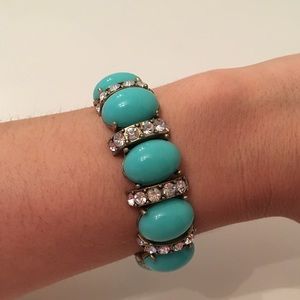 J.Crew turquoise and crystal stretch bracelet