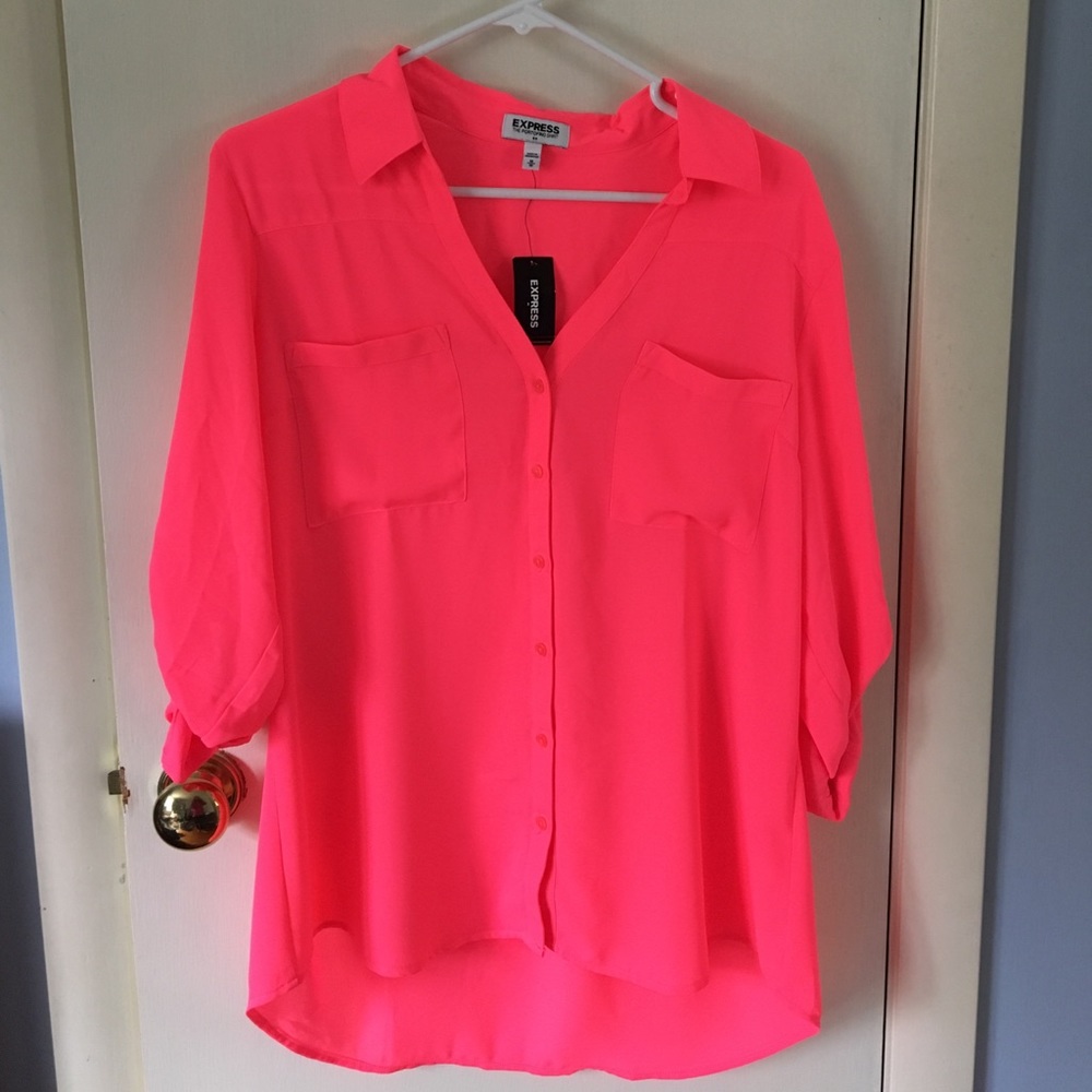 Hot pink Express Button Down