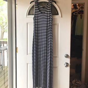 SOMA Navy Blue & White Striped Maxi Dress