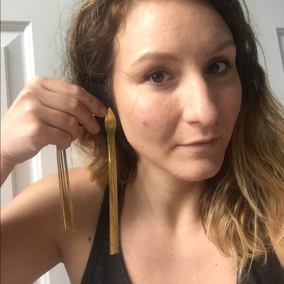 NWOT Free People Gold Crescent Earrings - Picture 5 of 5