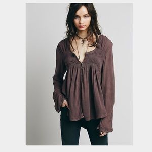 Free People Bluebird Smocked Peasant Top