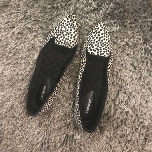 Size 7 cow print flats by Express