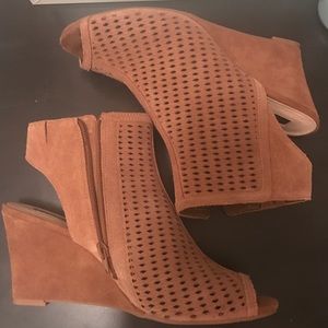 Suede Peeptoe Wedge Booties
