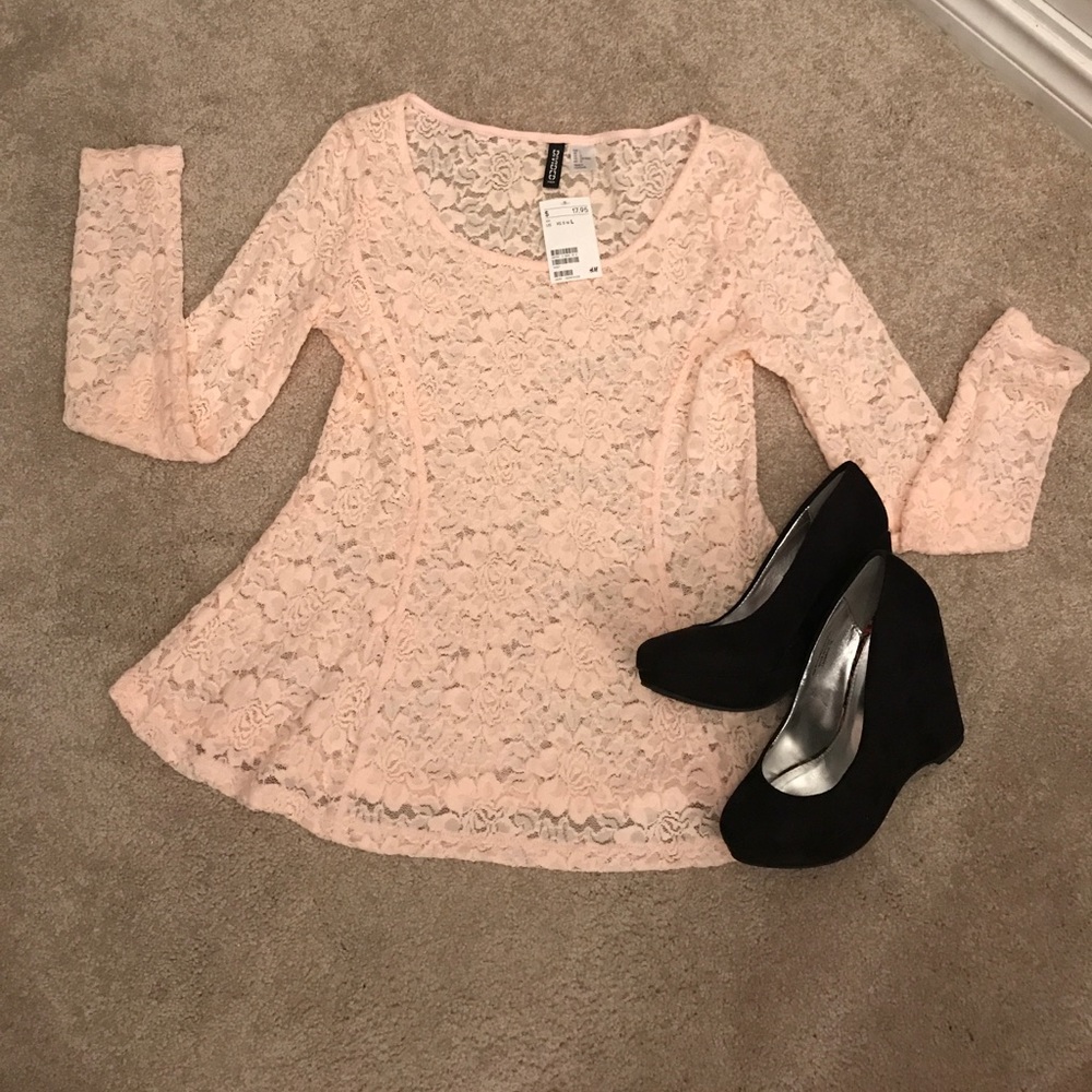 H&M DIVIDED Lace Long Sleeve Top