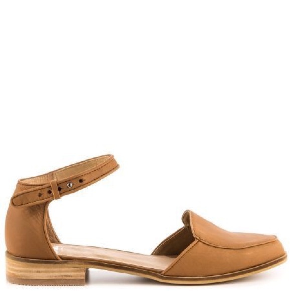 Tan Leather Mary Jane Loafer Espadrille Flats - Picture 3 of 5