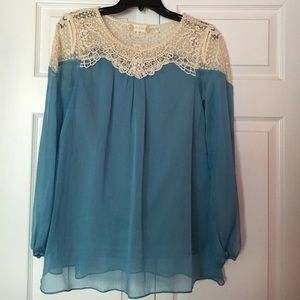 Long sleeve blue Altar'd state blouse