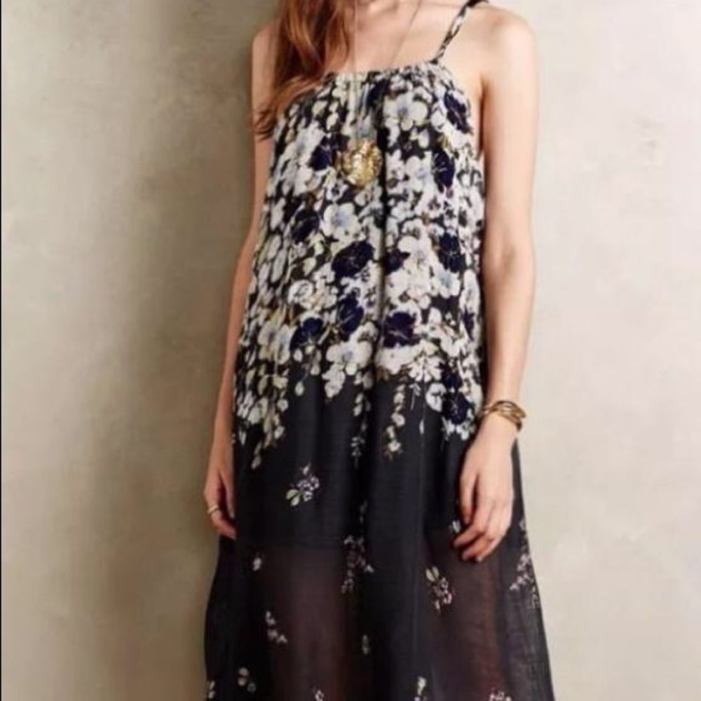 Anthropologie🌛Navy Blue Floral Dress