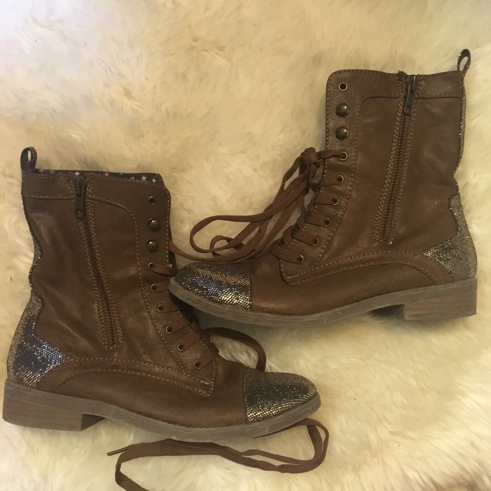 Glitter Combat Boots