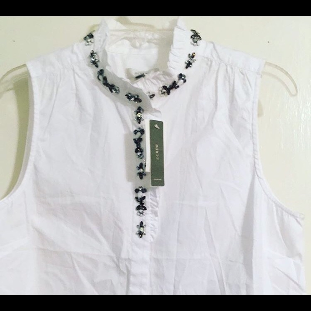 J. Crew ruffled rhinestoned top