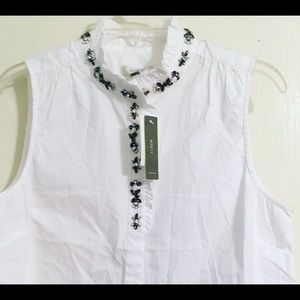 J. Crew ruffled rhinestoned top