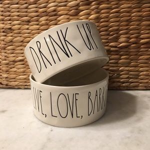 Rae Dunn bowl set: DRINK UP & LIVE, LOVE, BARK!