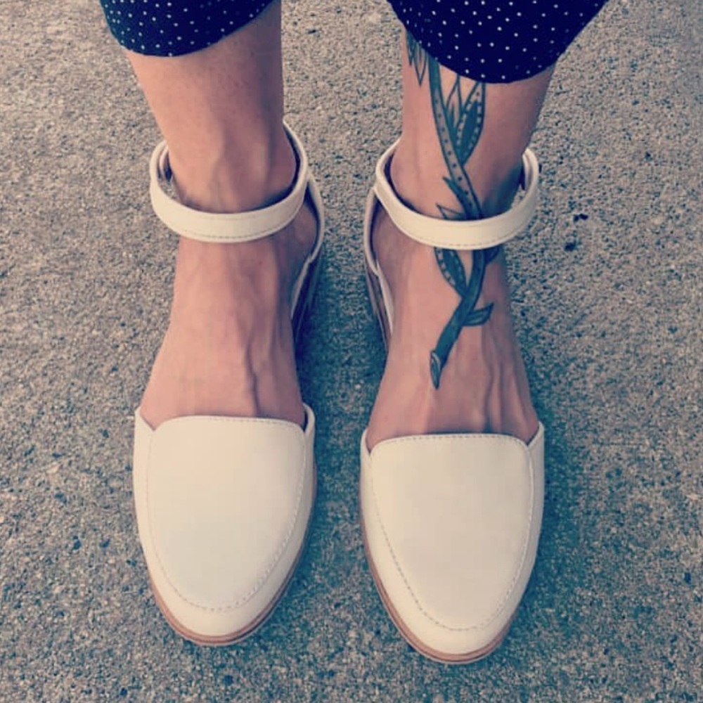 Leather Mary Jane Loafer Espadrille Ankle Flats