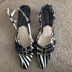 Michael Kors zebra kitten heel sling back