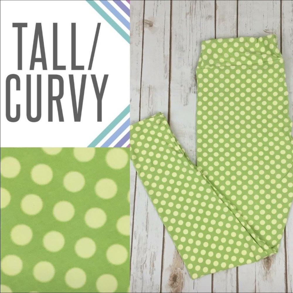 LULAROE UNICORN LEGGINGS Green Polka Dot - TC