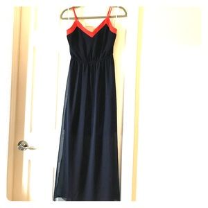 Navy Maxi Dress with Sheer Bottom