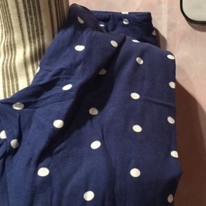 LULAROE UNICORN LEGGINGS Navy White Polka Dot TC