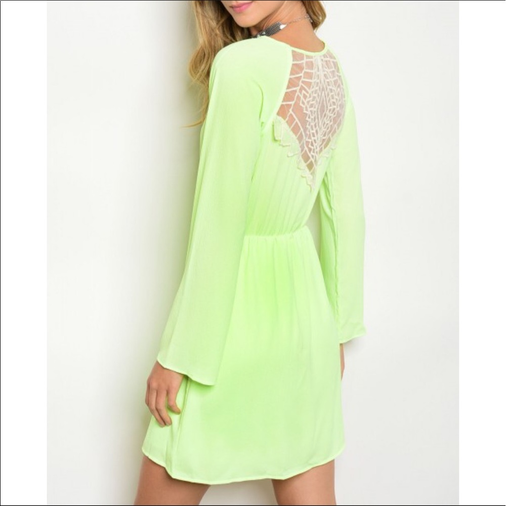 🔥 Neon dress with lace back NWT