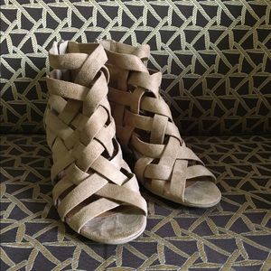 Taupe Swede Strappy Heels - Boutique - Size 9
