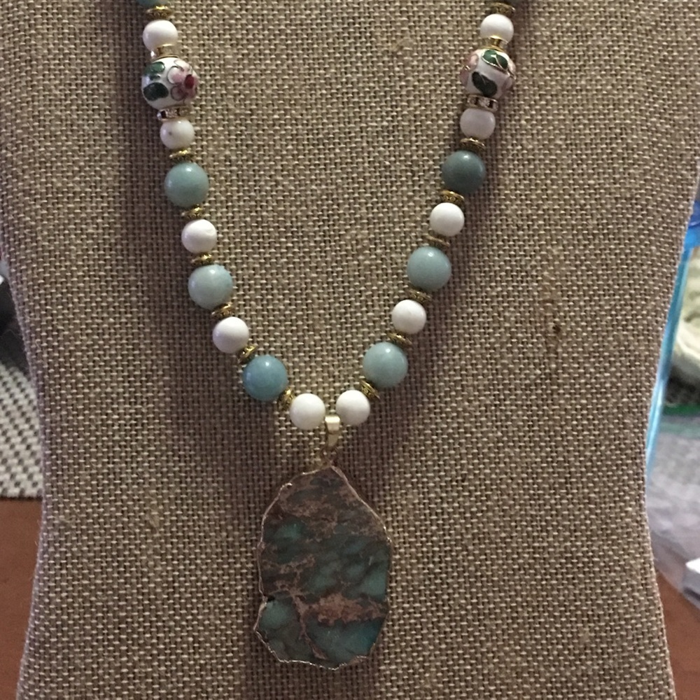 Handmade sandstone pendant necklace