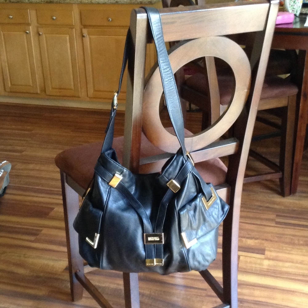 Michael Kors Beverly black drawstring satchel