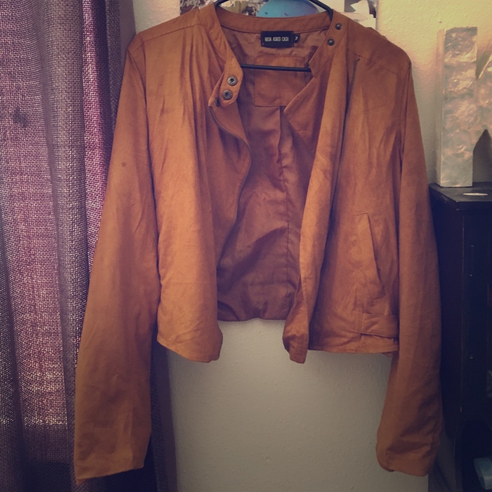 Tan suede moto jacket