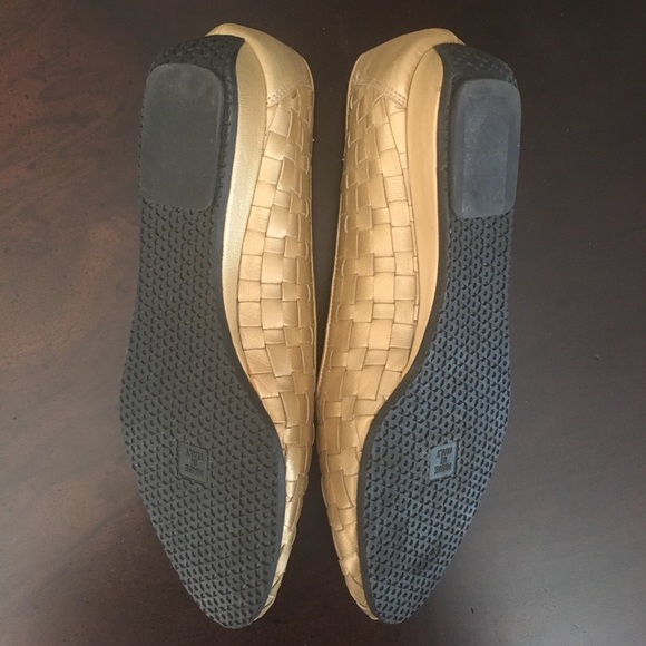 Gold Soft Woven Leather Italian ‘driving’ Flats - NWOT - Picture 3 of 4