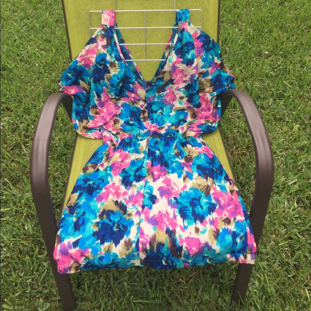 Multi-Colored Cold shoulder Dress