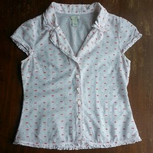 Anthroplogie Swiss Dot Bowtie Collar Blouse Odille