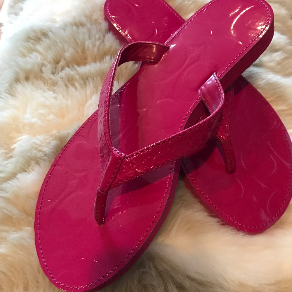 Coach Patent Leather Flip Flops