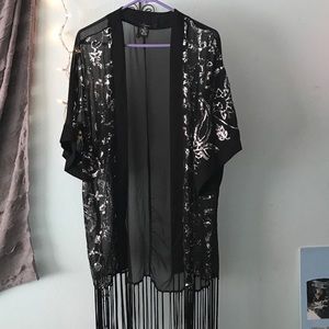 Black sequin kimono