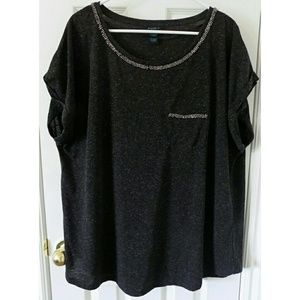 ⚡SALE rue+ Charcoal Gray Rhinestone Pocket Tee