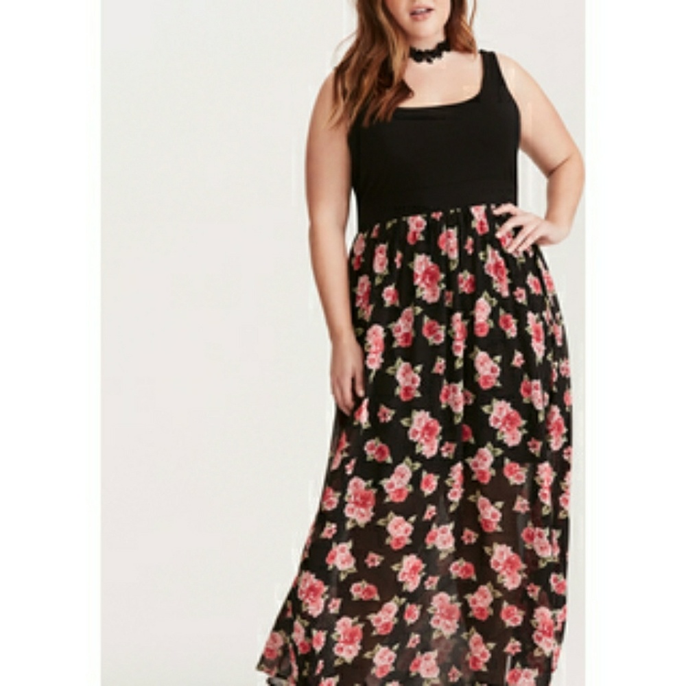 Black and multi color floral maxi dress