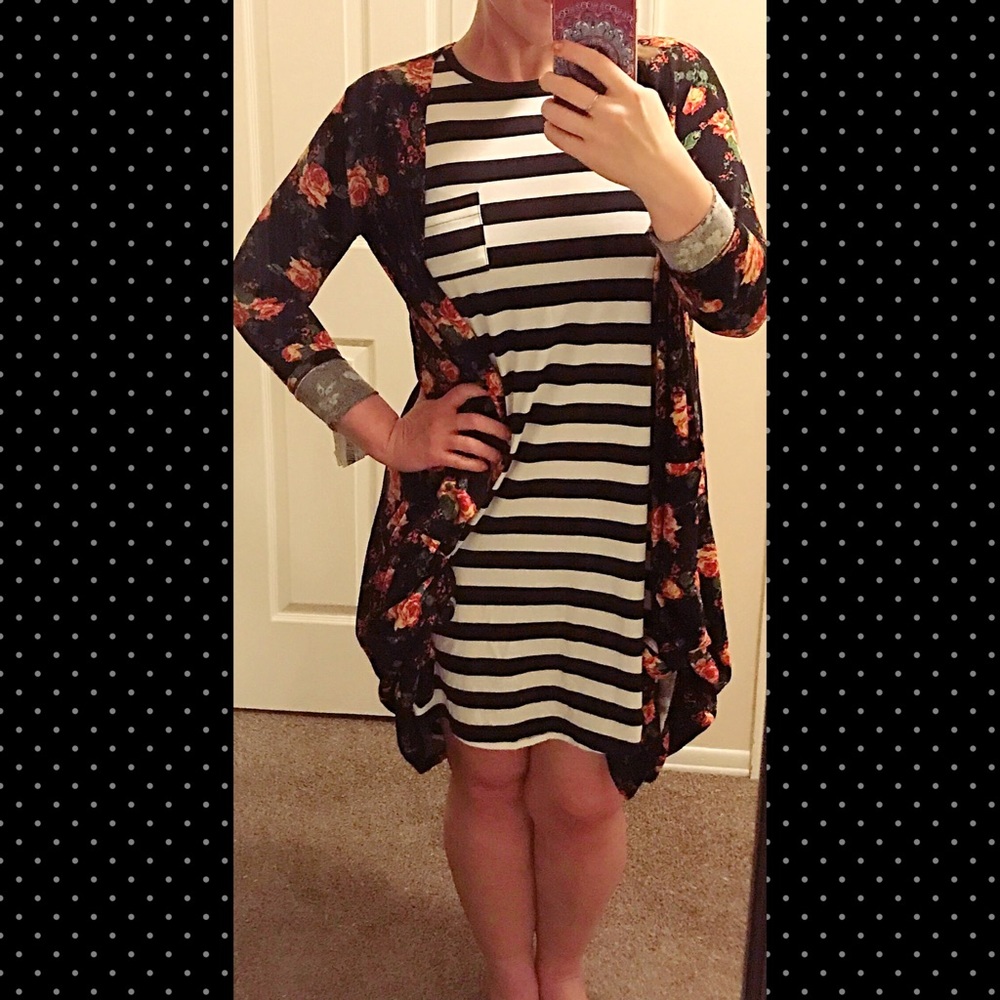 Unicorn B&W stripe Carly & Black Floral Sarah Rose