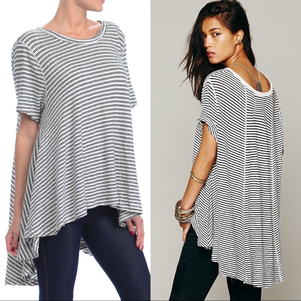 Free People Striped Swing Tee