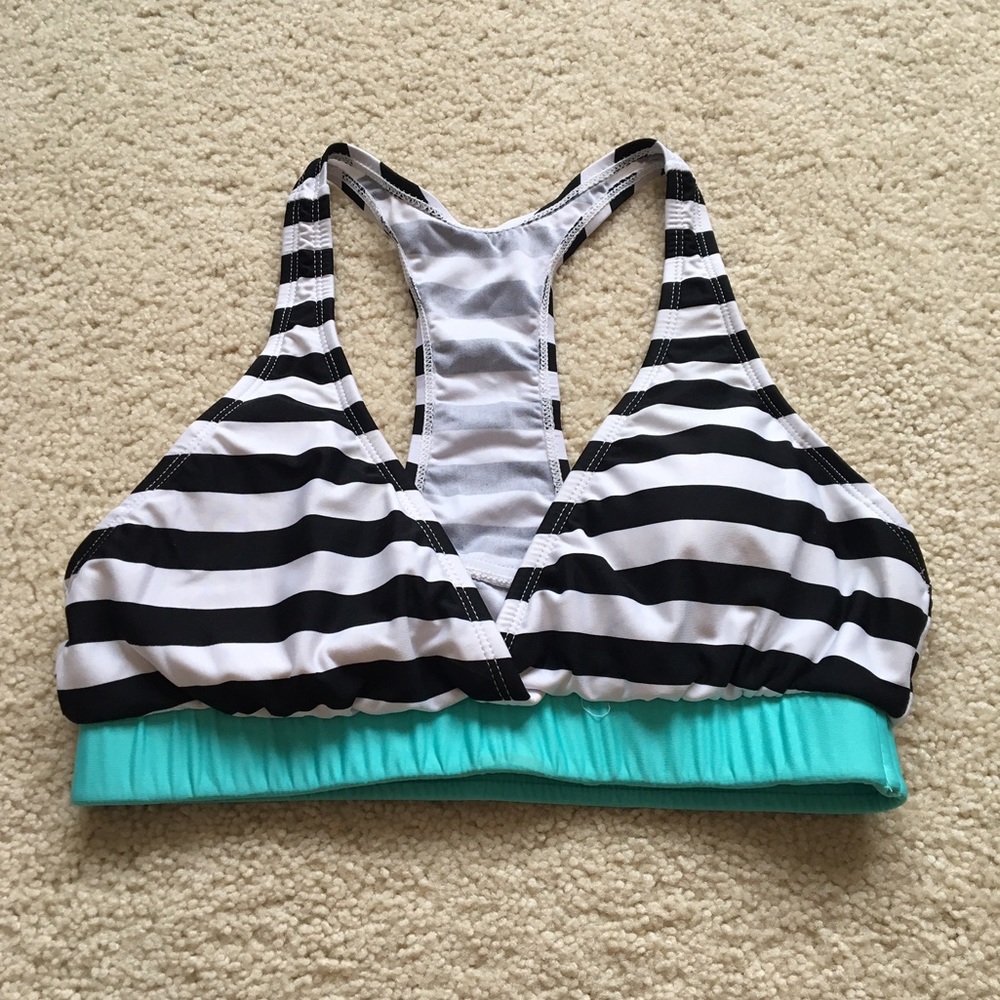 Black and White Stripes Bikini Top