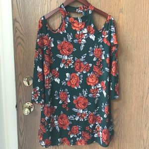 Green and orange floral dress