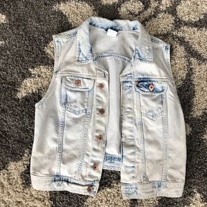Stone wash denim vest, size 12