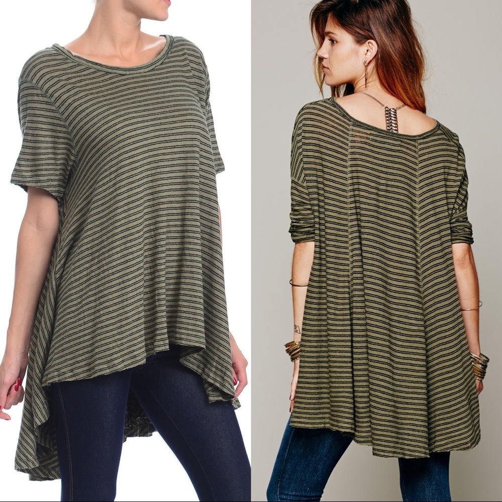 Free People Striped Swing Tee