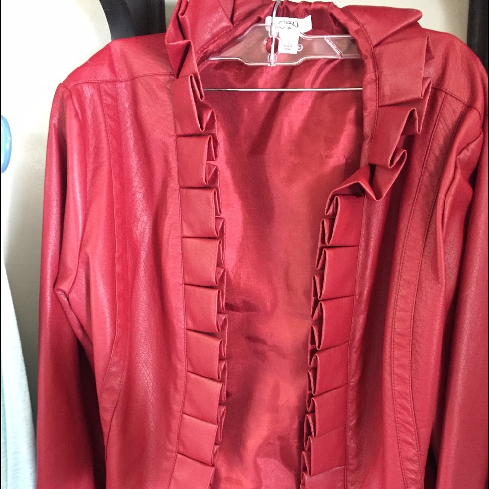 Beautiful red faux leather jacket. Size XL