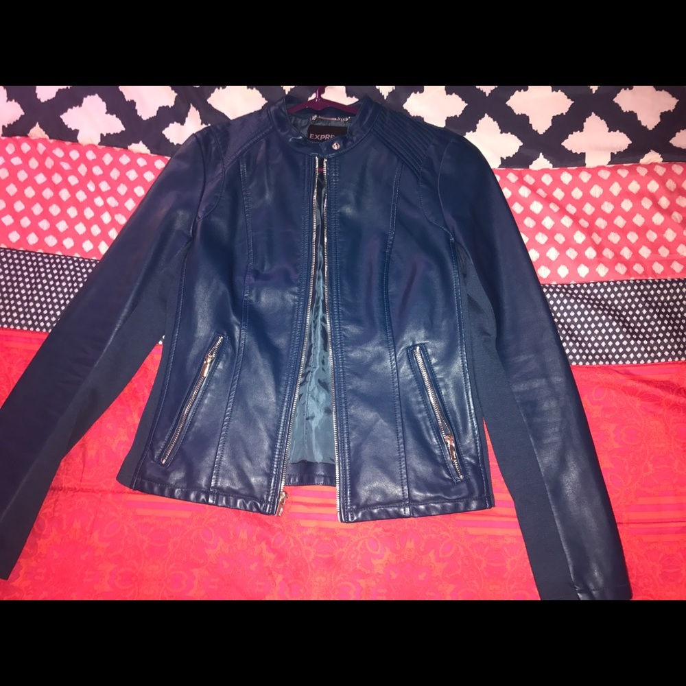 Express Royal Blue Leather Jacket