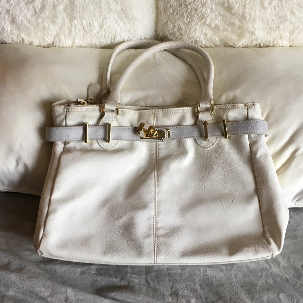Aldo Summer White Leather Satchel