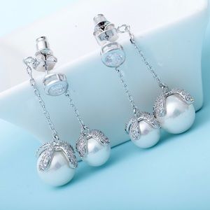 14k Plated Fresh Water Pearl Dangle Drop Earrings